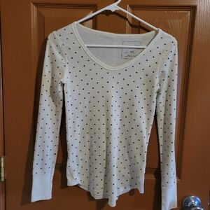 White Polka Dot Long Sleeve Top